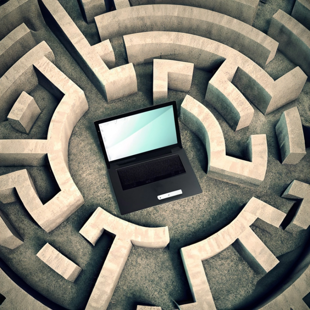 Laptop in a maze