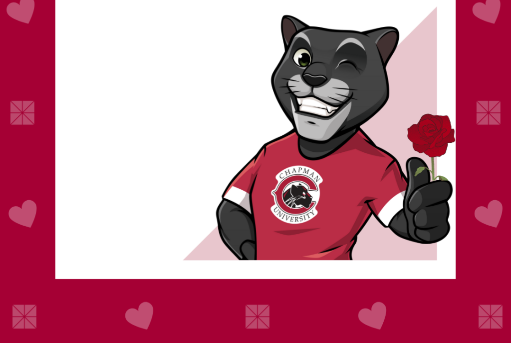 Pete the Panther holding a rose