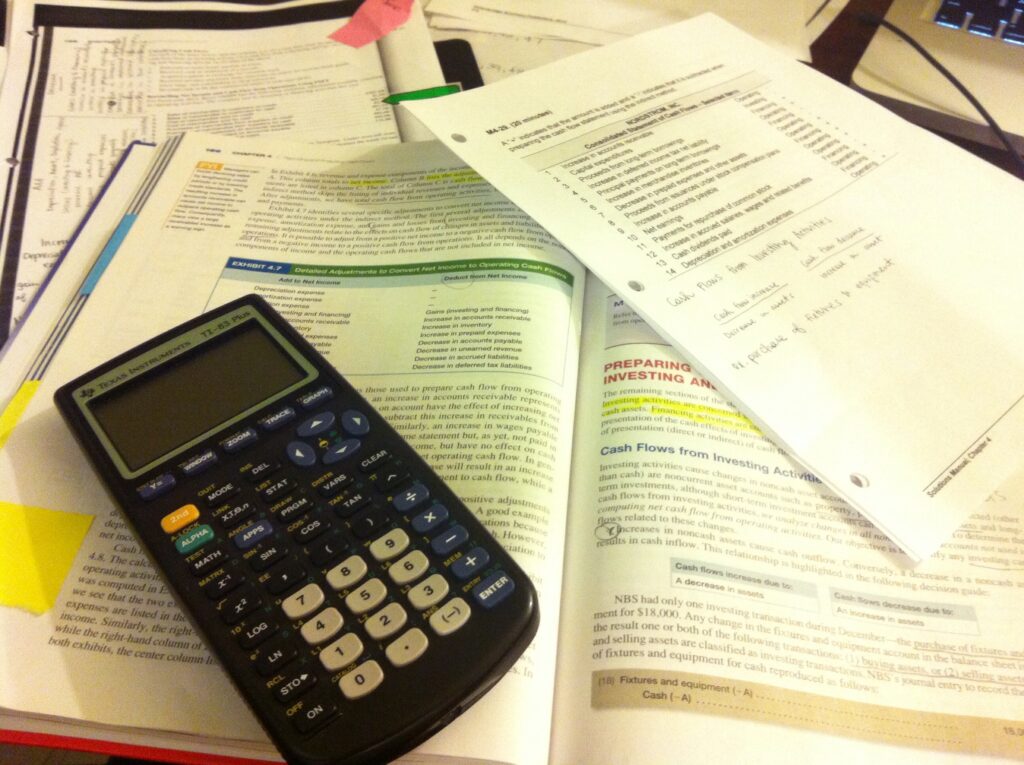 textbook and calculator