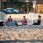 students at beach party