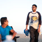 students at beach party