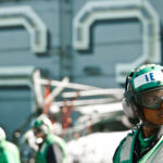 soldier on air craft carrier