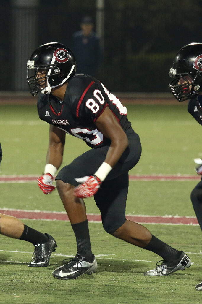football player Taylor Carter in stance