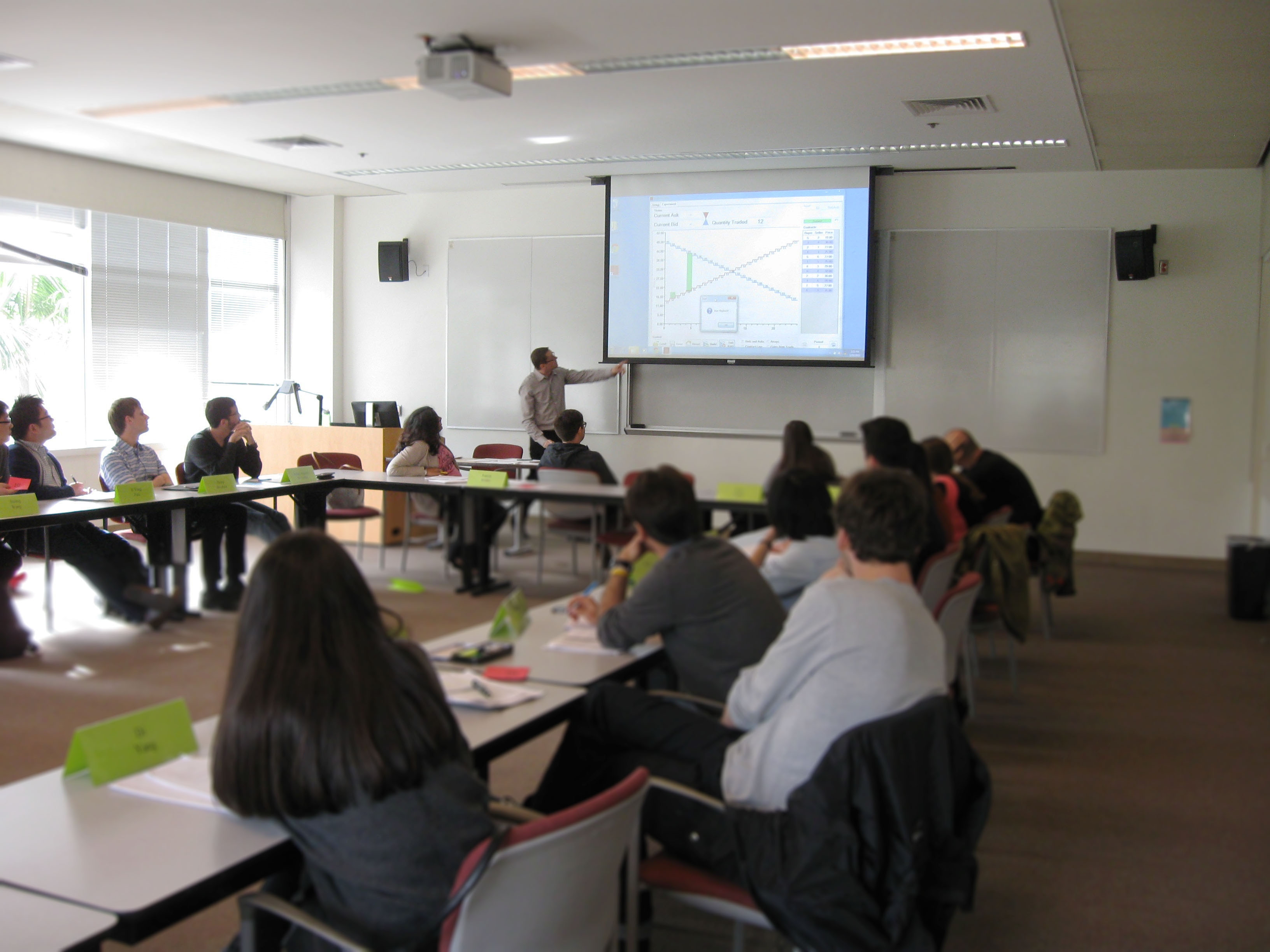 student in business class