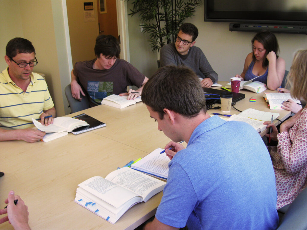 students studying in small group