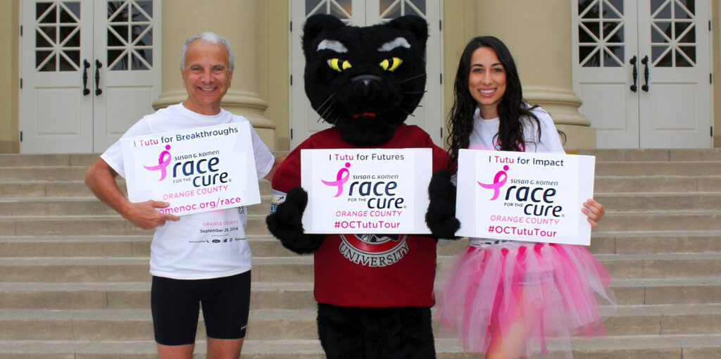 Presiden Doti, Peter the Panther and student at race for a cure