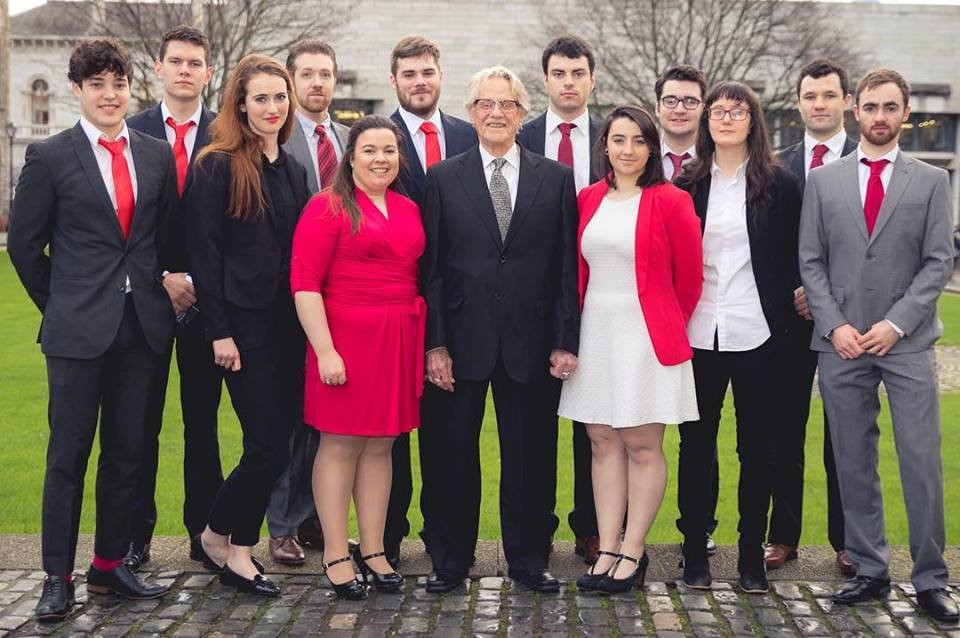 Professor Vernon Smith with economic students