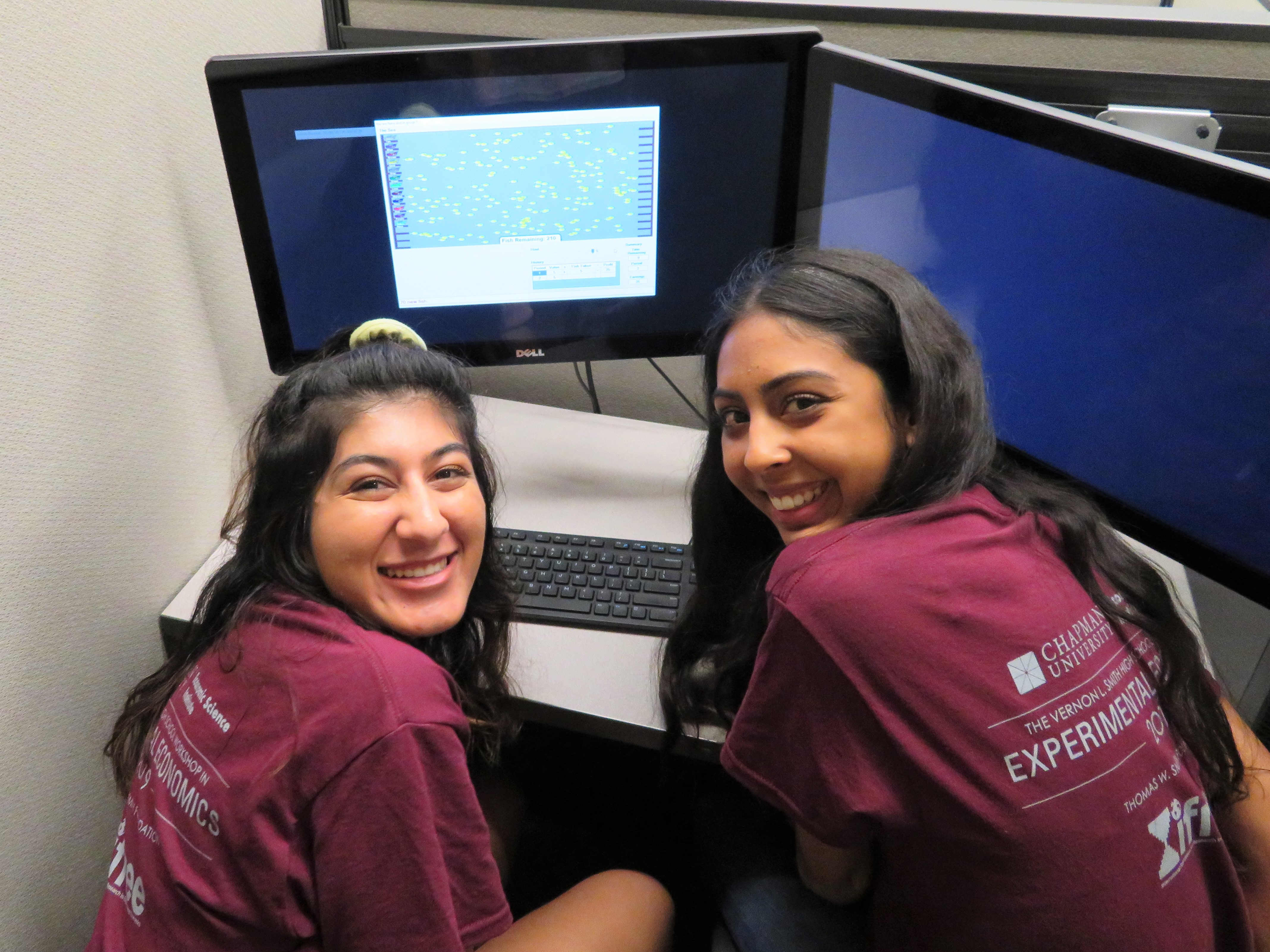 Students in front of lab computers