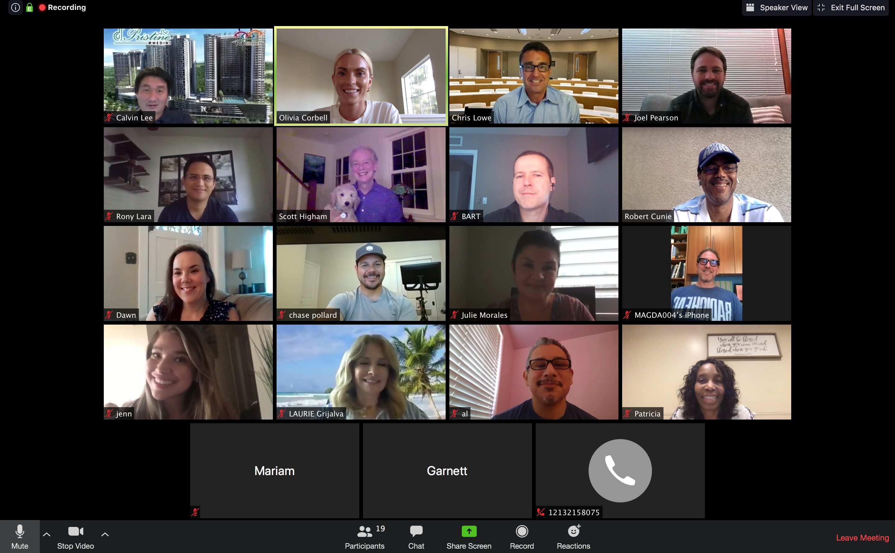 Students and Instructor on a Zoom video call