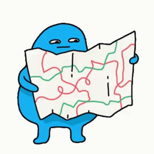 blue blob looking at map gif