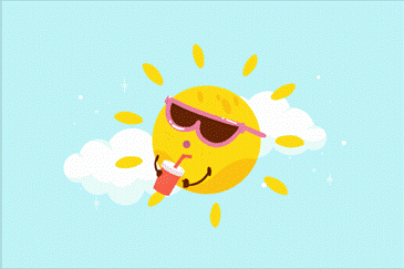 sun sipping drink graphic