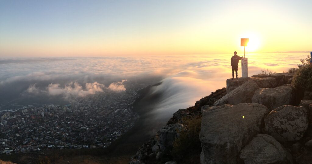 Student on mountain in Cape Town