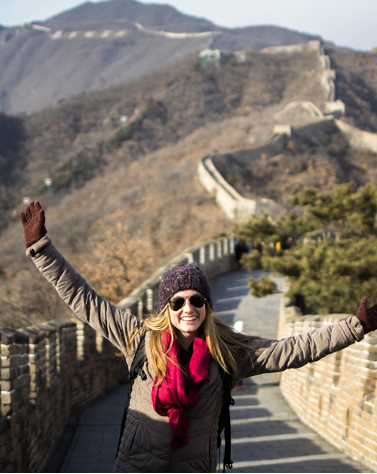 Student on the Great Wall in China