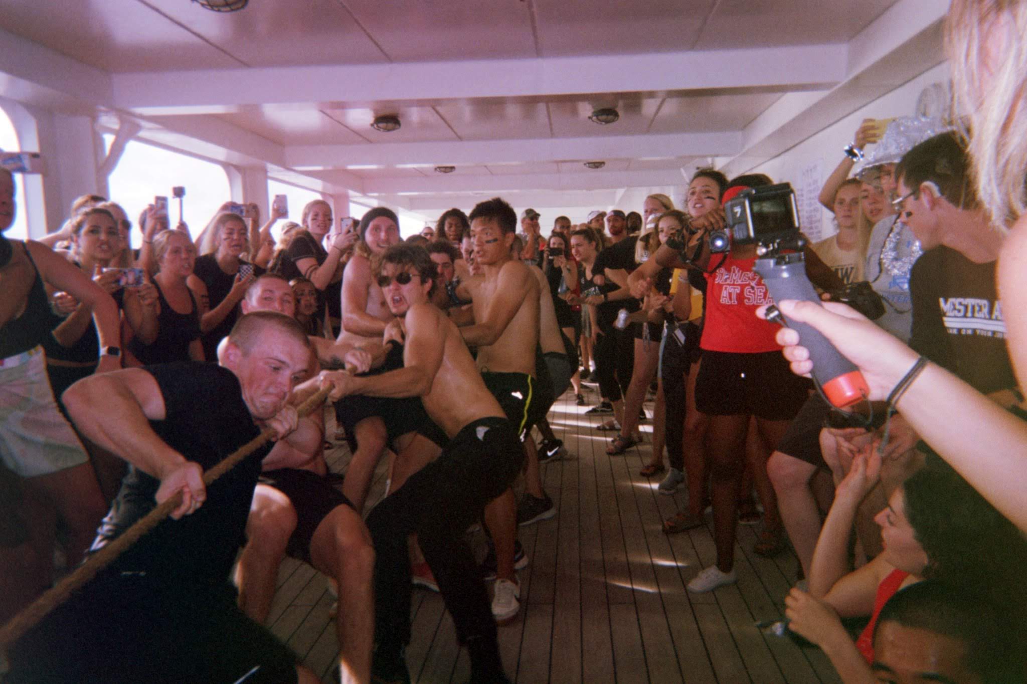 Students playing tug-of-war on Semester at Sea