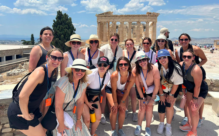 Students in front of Parthenon, Greece