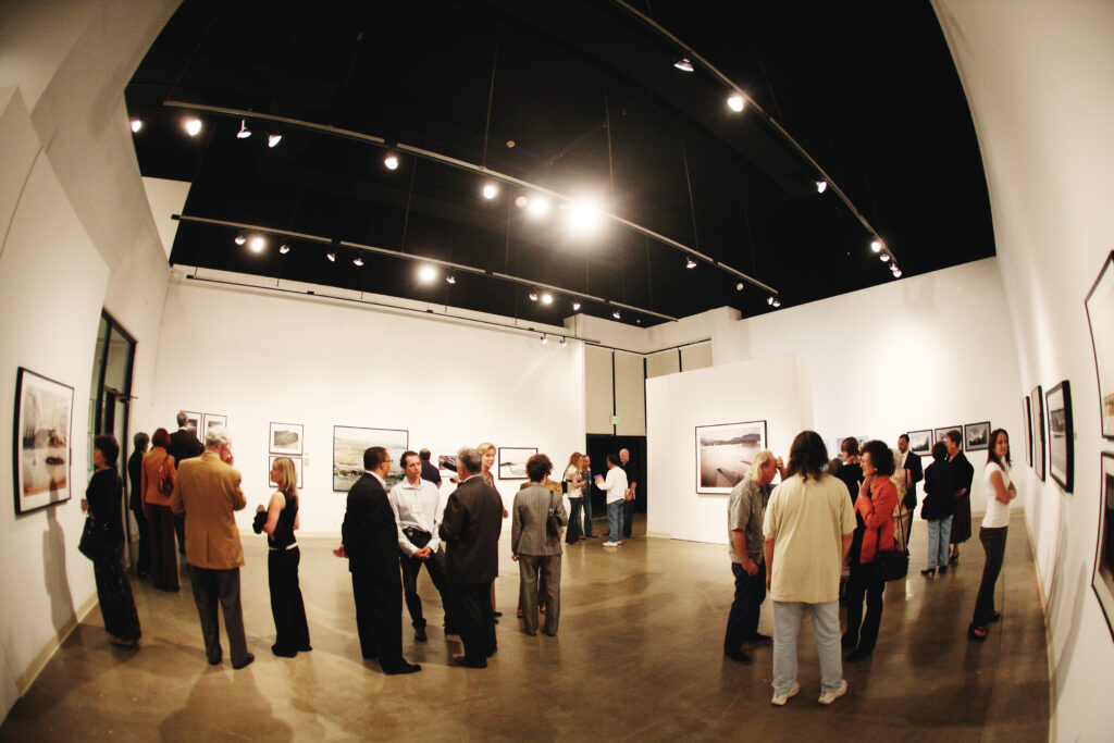 fish eye view of an art gallery