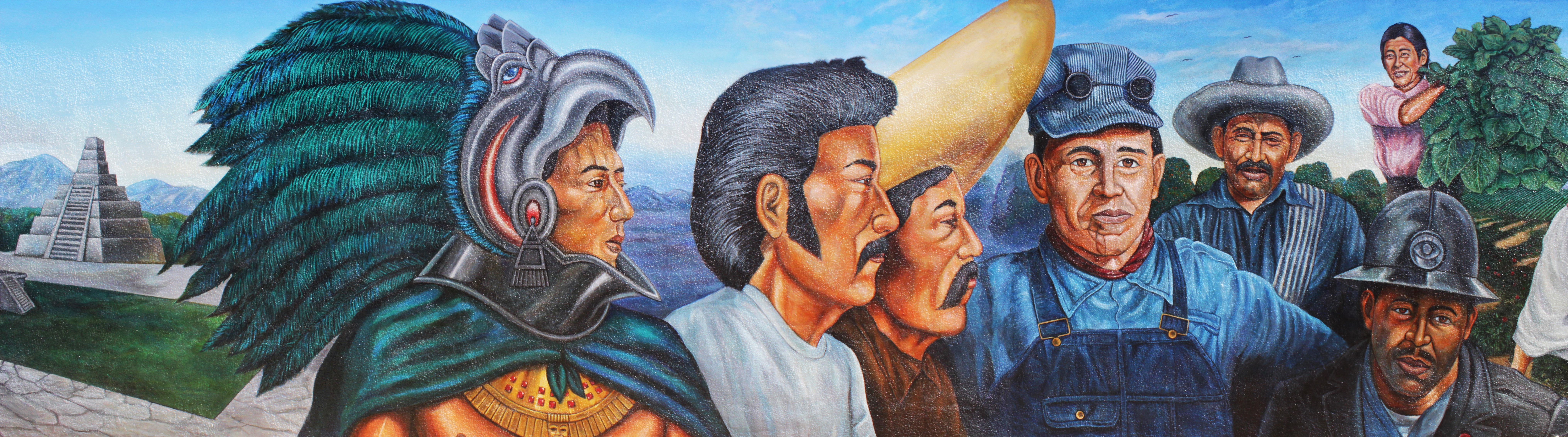 Emigdio Vasquez (1939-2014, American). Detail: “El Proletariado de Aztlán”, 1979, acrylic on plaster, 8’ x 40’. Chapman University Art Collections, © Emigdio Vasquez Art. Photo: Jessica Bocinski.