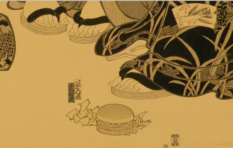Masami Teraoka, McDonald's Invading Japan/Tokyo Ginza Shuffle, Screenprint, 1982.