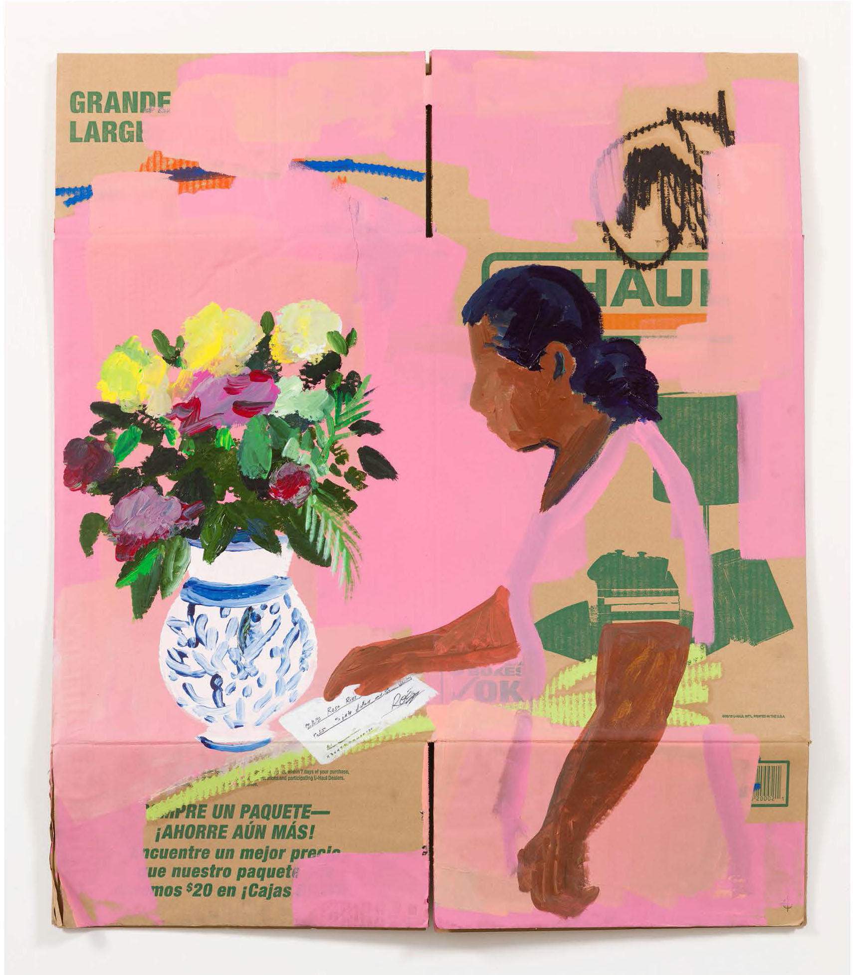 Image of cardboard painting by artist, Ramiro Gomez.