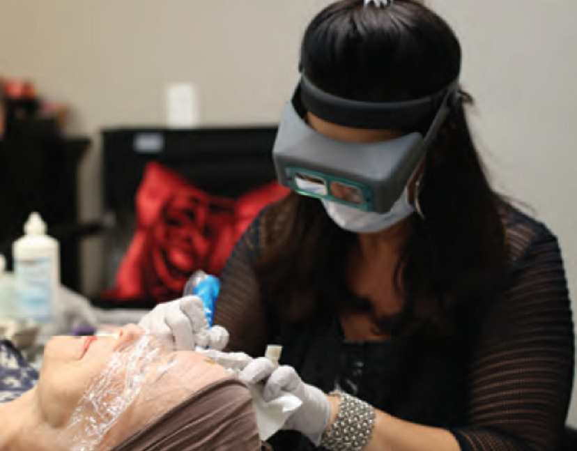 Chapman alumna Kimberly Armstrong uses tattooing to restore eyebrows for a woman affected by hair loss.