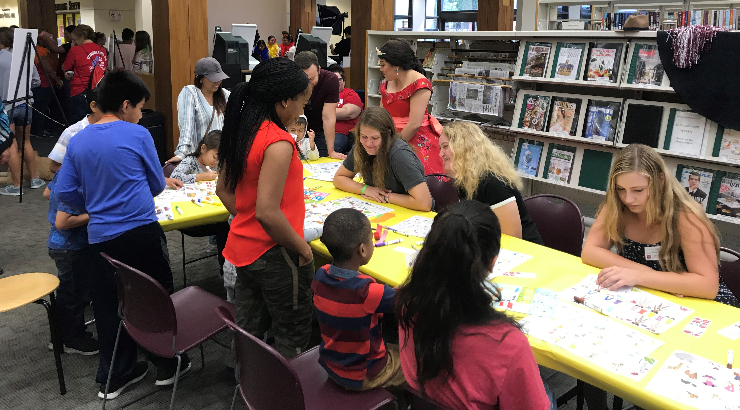 Kids and volunteers