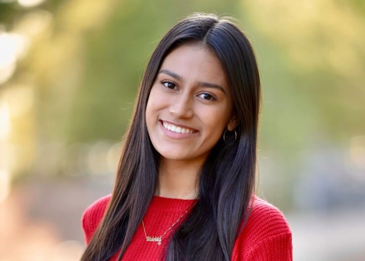 Valeria Delgado '24, Rep. Lou Correa and Chapman University Director for Hispanic/ Latinx Achievement Gabriela Castaneda, Ed.D., in Washington, D.C