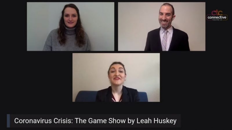 Screen shot of three onscreen windows with an actor in each