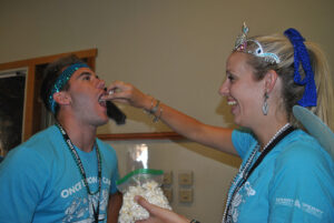Rise Above Disabilities (RAD) Camp attendees have fun with popcorn.