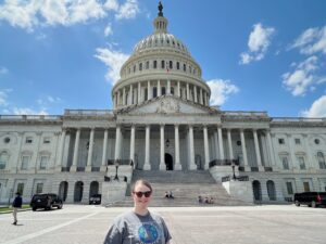 Sarah Rightmire in front of the Capital Building
