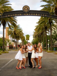 cristina with friends under schmid gate