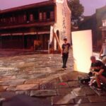 On the set of "The Red Envelope" in Hengdian Studios, China