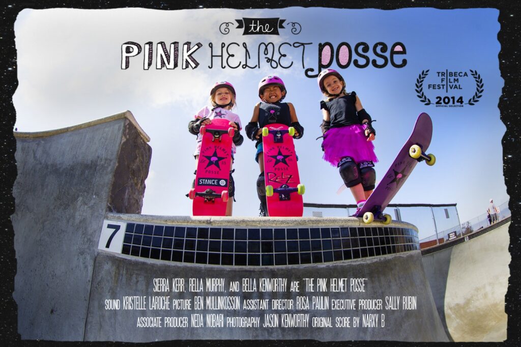 image of official film poster for documentary Pink Helmet Posse