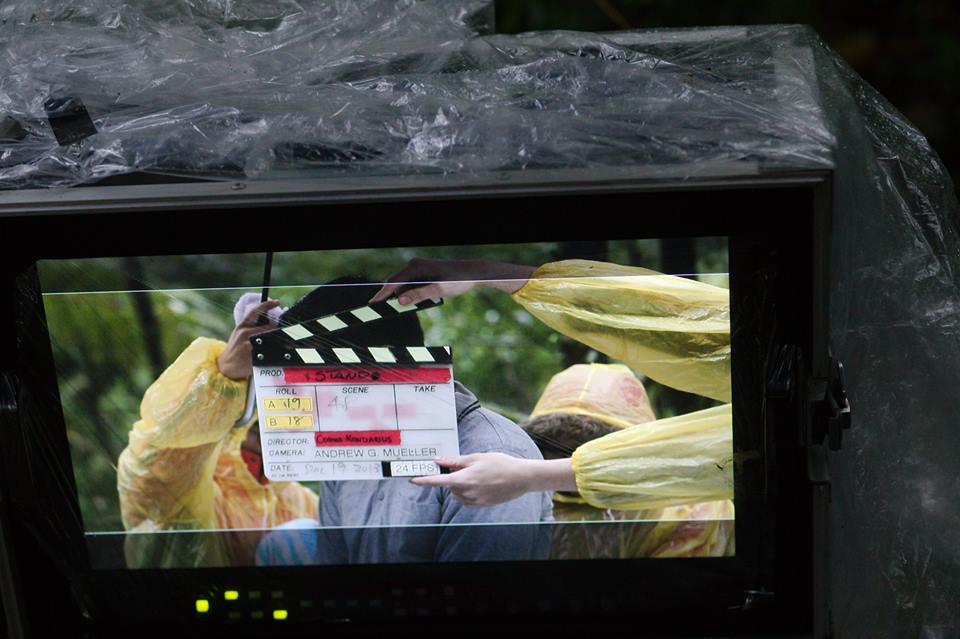 On the set of the alumni film STAND, about taking a stand against landmines