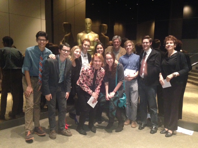 Bill Kroyer and Dodge students at the Academy of Motion Pictures Arts and Sciences.