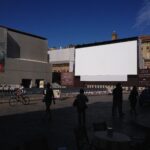screen in the plaza in bologna
