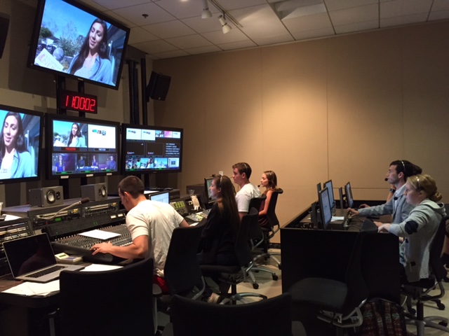 students in control booth