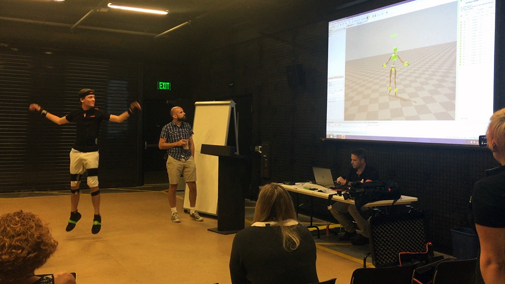 motion capture system being tested by student