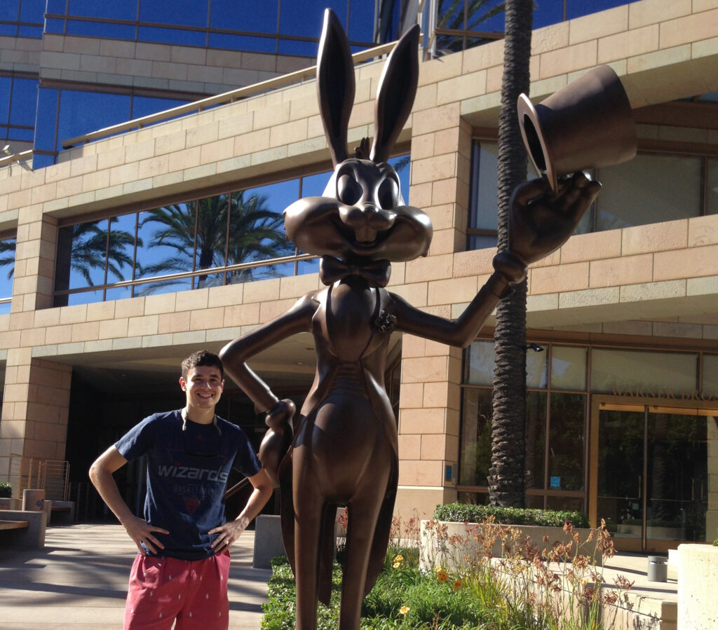 brett melnick with bugs bunny statue