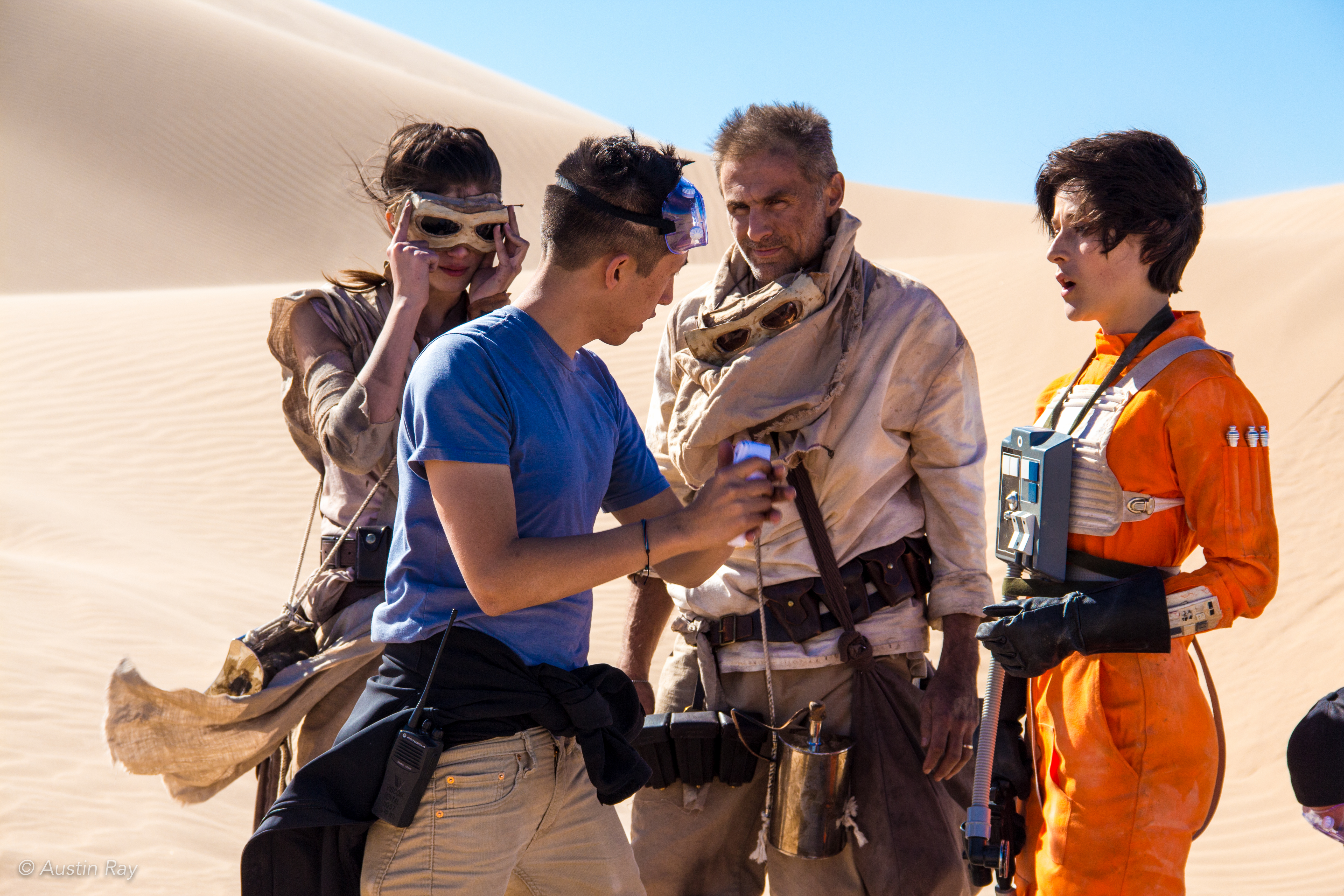 Sill directs Andra Nechita, Peter Arpesella, and Daniela Flynn in the pivotal scene of their characters' first meeting
