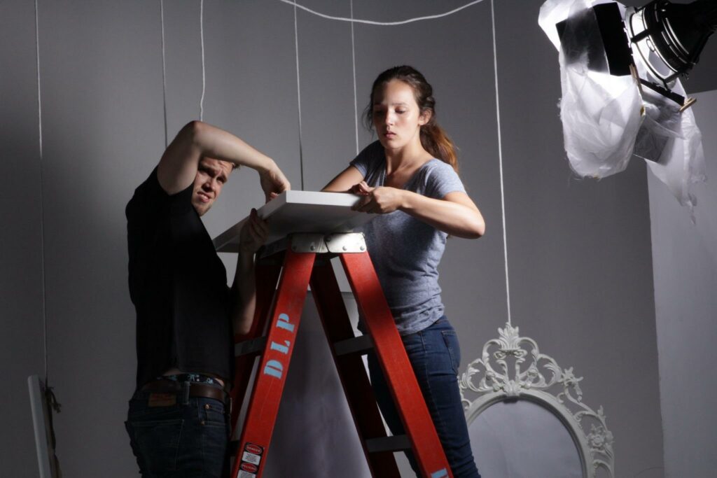 scheys on ladder designing a set