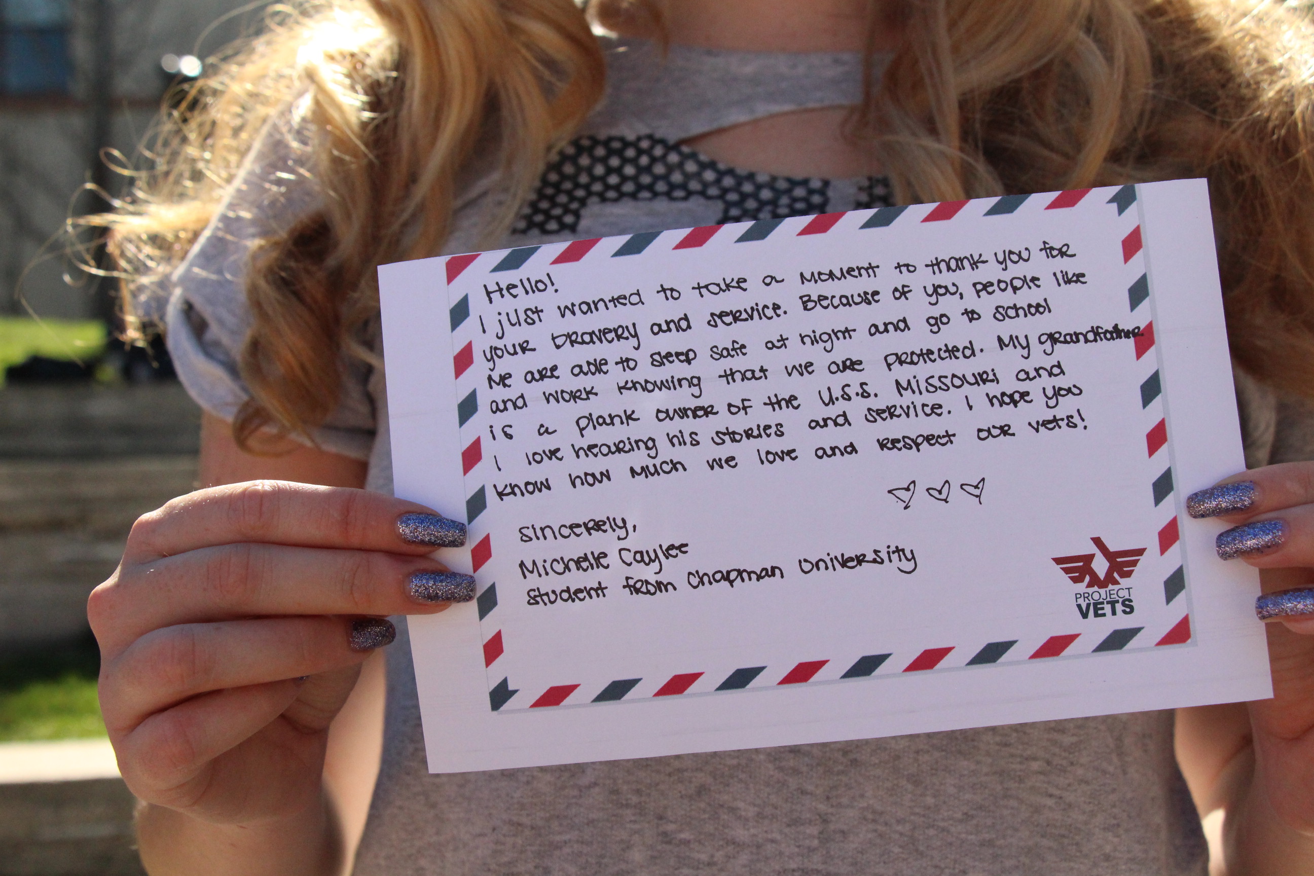 project vets letter from student to a vet