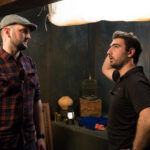 Matt Marlin and Andrew Pearson discuss on set at Dodge College
