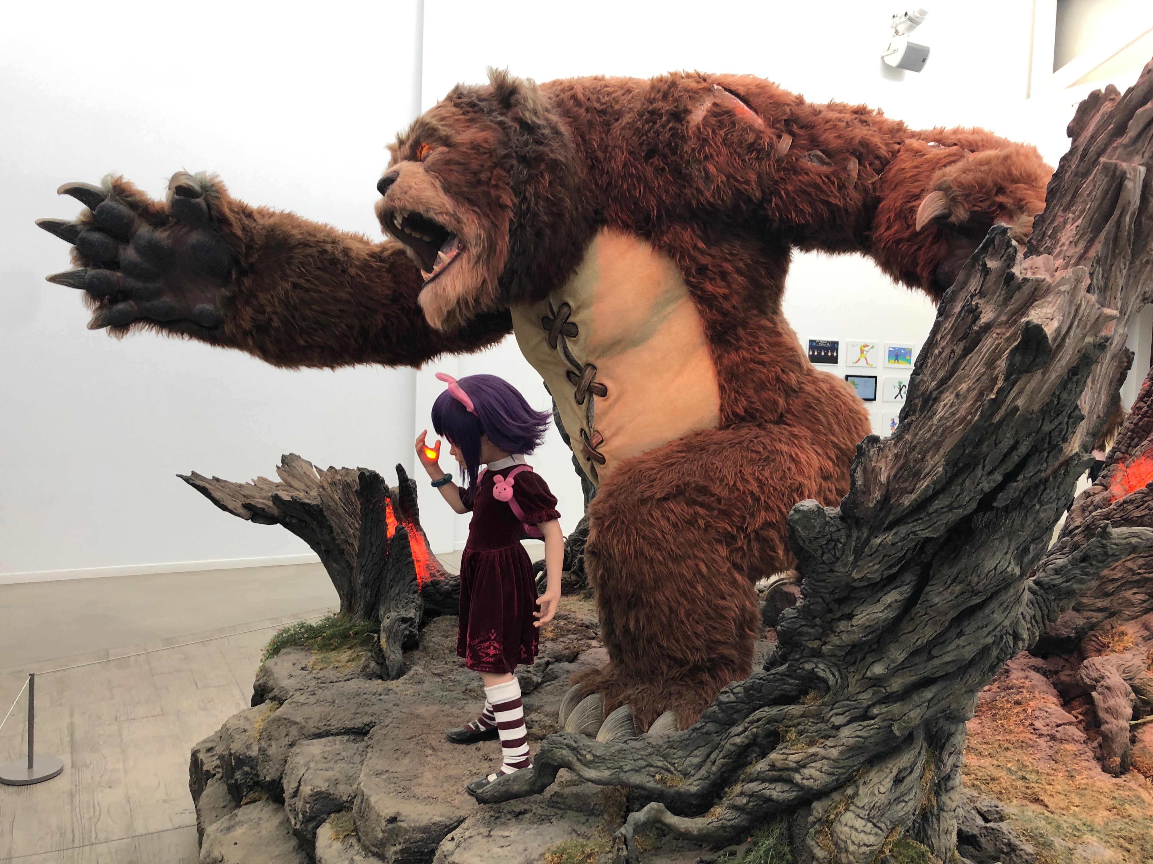 little girl and bear