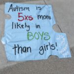 Sign shaped like a puzzle piece for autism awareness.