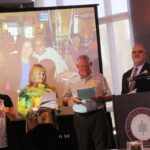 From Right to Left: Dr. Suzanne SooHoo, Dr. Dawn Hunter, Senior Associate Dean Ky Kugler, and Dean Don Cardinal praising Mike Madrid