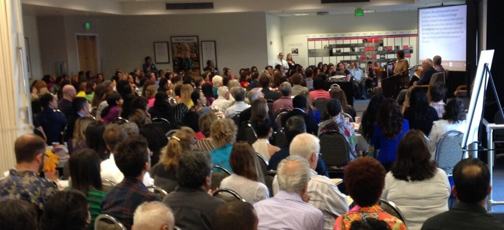 Crowd watching Nita speak