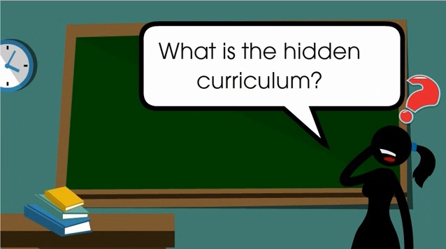 Drawing of girl asking, "What is the hidden curriculum?"