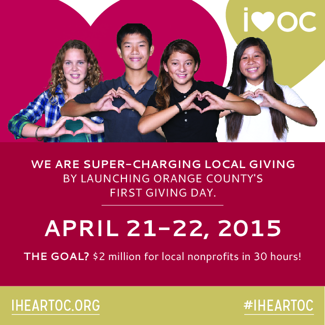 Flyer for I Heart OC Giving Day.