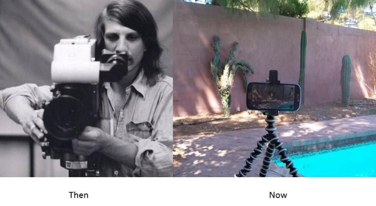 Comparison of old camera technology to today's technology.