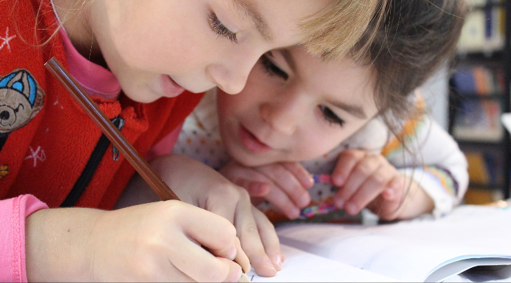 Children reading and writing